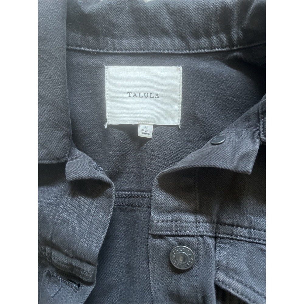 Talula Aritzia Denim Jacket Black Cropped Small - Picture 2 of 5
